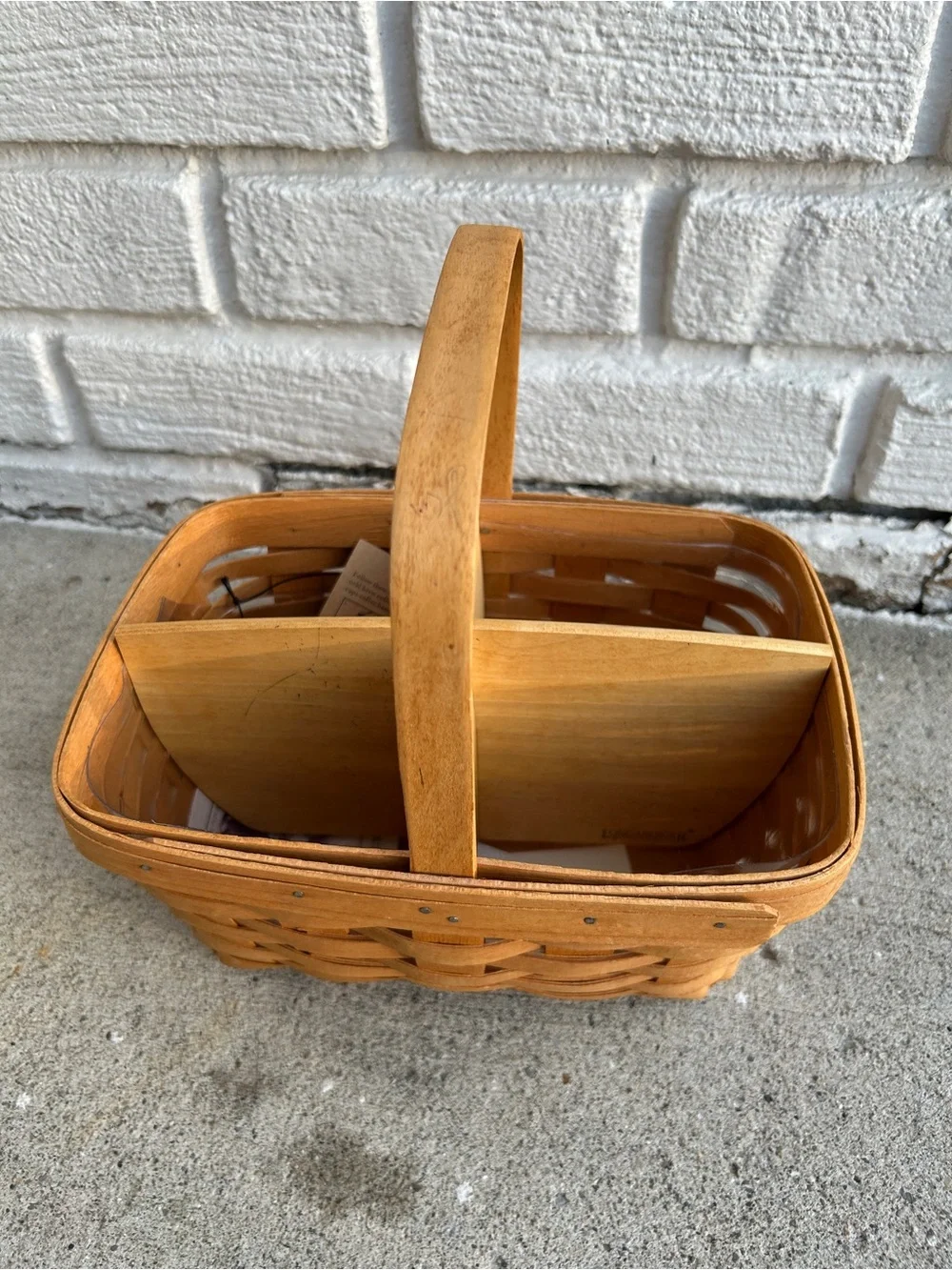 Vintage 1997 Longaberger Utensil Basket With Divider Hand Woven USA 11x11x8